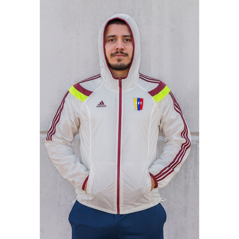 Adidas Vintage Super Rare FVF Venezuela Soccer Nylon Anthem Jacket White Red S